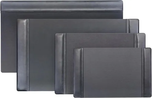 Vista 8 de DACASSO Tapete clásico de cuero para escritorio con rieles laterales - Secante de escritorio de cuero de lujo para escribir - Protector acolchado