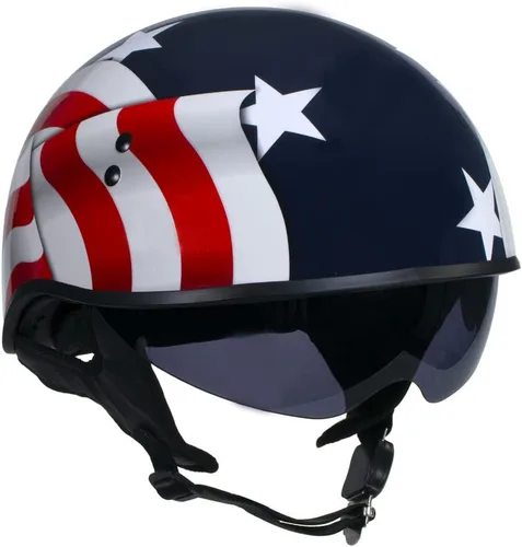 Vista 8 de Hot Leathers T72 'Blue Flag' Advanced DOT - Casco de motocicleta para hombres y mujeres con visera desplegable