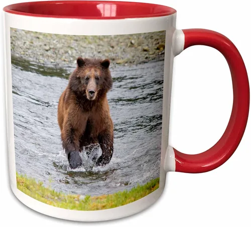 Vista 7 de 3dRose Brown Bear chases After a Salmon Dinner 11oz Two-Tone Black Mug