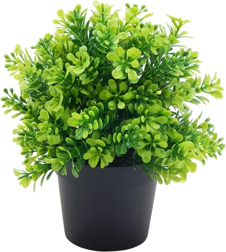Vista 7 de OFFIDIX - Plantas artificiales de plástico con macetas de eucalipto para decoración en el hogar, oficina, planta de plástico sintético con macetas