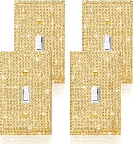 Vista 11 de 4 piezas de cubierta de placa de pared de diamantes de imitación de plata brillante 1 Gang cubierta decorativa interruptor de diamantes de imitación