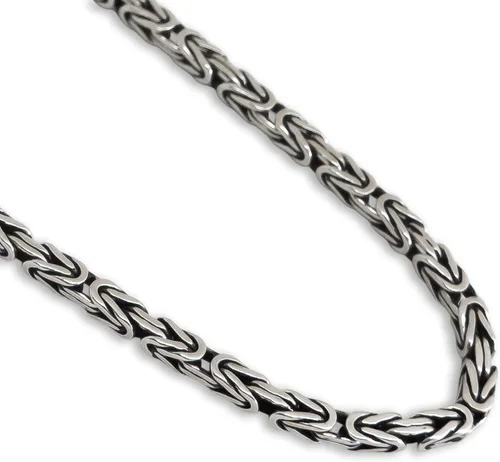 Vista 2 de Pulsera bizantina de plata de ley 925 para hombres y mujeres, pulsera de cadena de mano de eslabones oxidados que no se deslustra, 0.087 in, 8