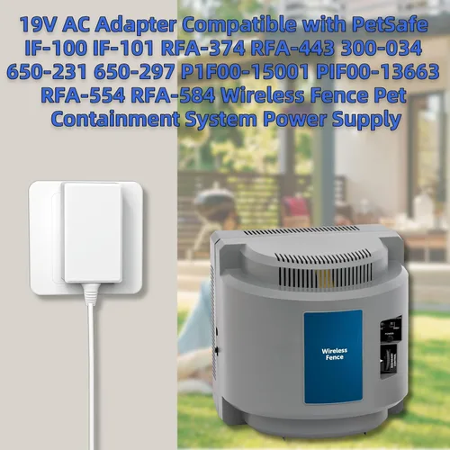 Vista 4 de Adaptador de CA de 19 V compatible con PetSafe WirelessFence Cable de alimentación compatible con PetSafe IF-100 PIF-300 300-034 RFA-443 IF-101