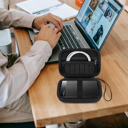 Vista 7 de Canboc UnionSine - Funda rígida para disco duro externo portátil ultrafino de 250 GB, 320 GB, 500 GB, 750 GB, 1 TB y 2 TB, bolsa de malla con Negro