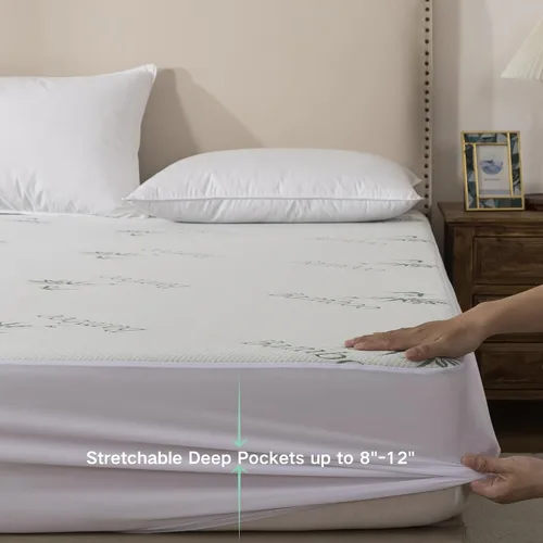 Vista 3 de WhatsBedding Funda de colchón tamaño individual (solo funda), viscosa transpirable hecha de bambú, protector de colchón con bolsillo profundo
