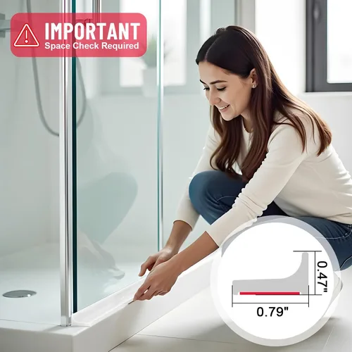 Vista 4 de Protector de agua para umbral de ducha, barrera impermeable de silicona autoadhesiva, a prueba de fugas, flexible, fácil instalación, longitud