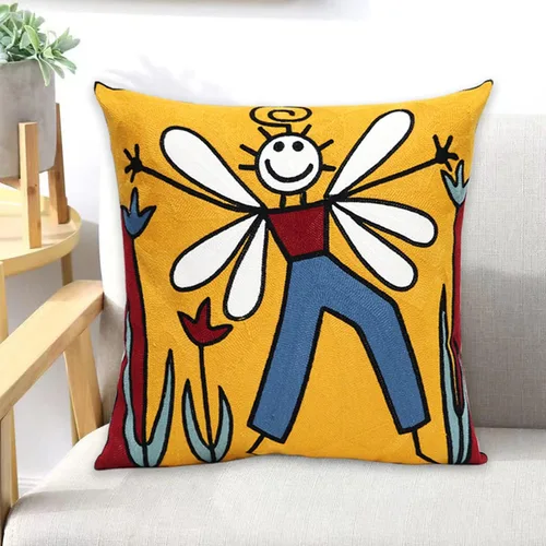 Vista 5 de 1 pieza de fundas de almohada decorativas bordadas para sofá, fundas de cojín de decoración 45,7 x 45,7 cm (Bee Boy)