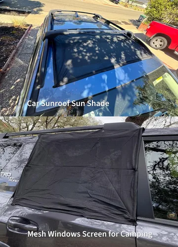 Vista 4 de Parasol Magnético para Coche, Pantalla Magnética de Malla Transpirable para Acampar y Estacionar, Protección UV de Instalación Rápida para Techo