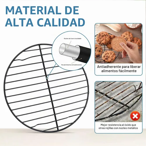 Vista 4 de P&P CHEF Estante de cocina redondo, rejilla de enfriamiento para vapor, 7.5 Negro