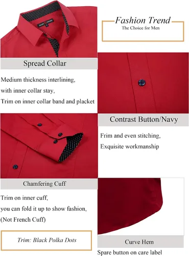 Vista 5 de Alex Vando - Camisa para hombre de manga larga con ajuste regular
