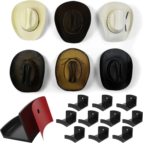 Vista 13 de Modern JP - Ganchos adhesivos para colgar sombreros en la pared (6 unidades) - Perchero para sombreros de vaquero, organizador para sombreros de ala