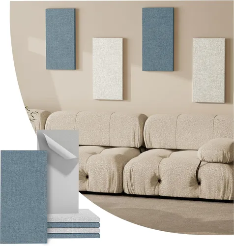 Vista 10 de 4PCS Acoustic Panels, 24"x12" Fabric Acoustic Panels for Walls, Self-Adhesive Sound Absorbing Panels for Home, Office, Studios (Dark Grey)