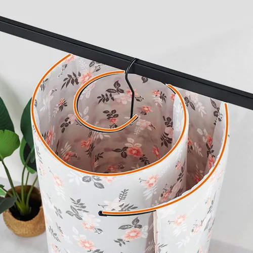 Vista 3 de Perchero en forma de espiral, estante de secado de ropa para interiores, redondo giratorio de metal para colgar en el espacio, estante