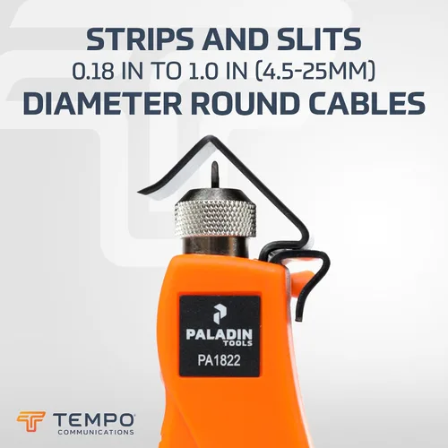 Vista 2 de Paladin Tools PA1822 - Pelacables redondo para extracción precisa de la cubierta de cables, cortadora de cables ajustable de 3/16 a 1 pulgada
