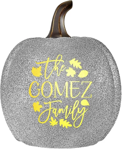 Vista 12 de Let's Make Memories Calabaza iluminada personalizada, decoración de Halloween de Jack o Lantern, nombre de tu familia en una calabaza personalizada