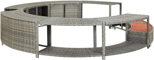 Vista 2 de Tidyard Spa Surround, bañera de hidromasaje envolvente gris Poly Rattan