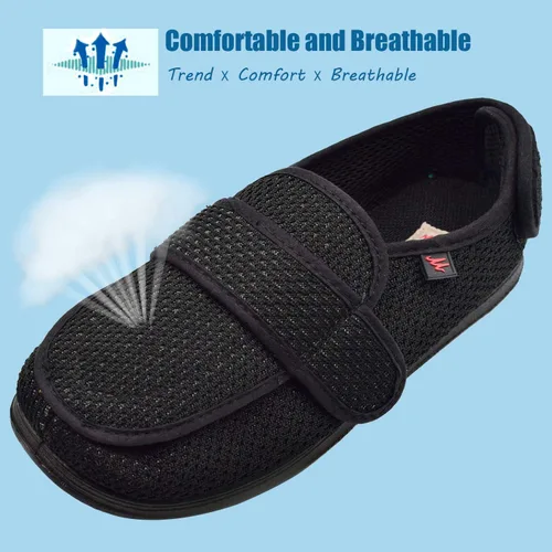 Vista 2 de WLESVAGO - Zapatillas diabéticas para mujer con cierres ajustables para pies hinchados