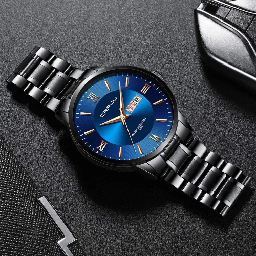 Vista 4 de CRRJU Men's Minimalist Casual Luxury Auto Date Watches Fashion Business Japan Movement Quartz Waterproof Wristwatches for Men Stainsteel Steel Band