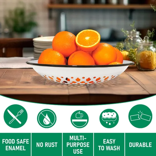 Vista 4 de Recipiente para frutas y pan de hierro esmaltado de estilo clásico, con agujeros para ventilación