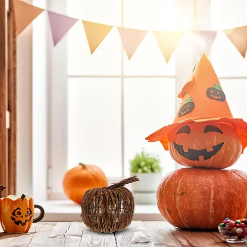 Vista 9 de SEWACC Bola de vid artificial de mimbre de mimbre para Halloween, Acción de Gracias, decoración de otoño, 5.9 in