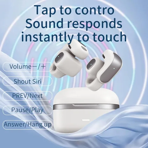 Vista 4 de Auriculares inalámbricos con clip de oreja abierta, Bluetooth 5.4, con clip, reducción de ruido de llamadas ENC, comodidad ligera, ajuste estable
