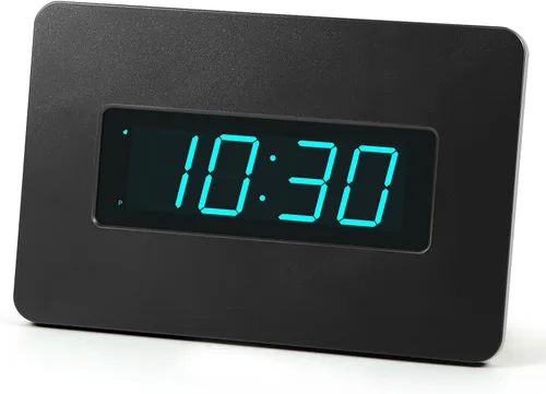 Vista 10 de Reloj de pared digital con batería con pantalla LED, reloj de pared con retroiluminación, mesa, alarma, brillo ajustable, 12/24 horas