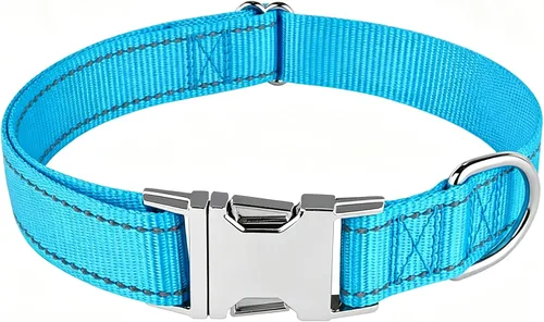 Vista 8 de Love Dream Collar reflectante para perro con hebilla de metal, collar de nailon ajustable de seguridad con hebilla de liberación rápida resistente