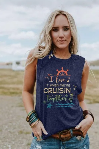 Vista 3 de SFHFY Camiseta sin mangas de crucero para mujer, camisetas para amantes de los cruceros, regalos de crucero, regalos para vacaciones familiares