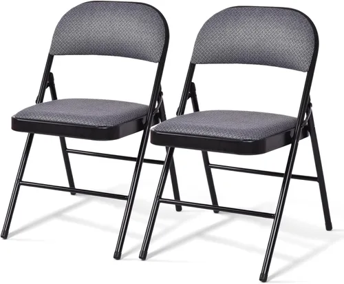 Vista 10 de GOFLAME Paquete de 6 sillas plegables, juego de sillas de comedor de tela con asiento acolchado y marco de metal, asiento comercial tapizado