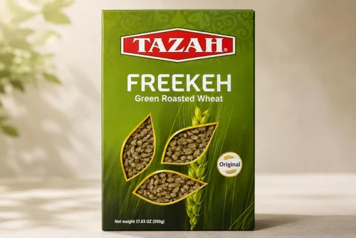 Vista 4 de TAZAH Freekeh - Trigo tostado verde, grano de trigo duro verde tostado original para pilaf Freekeh, sopa, ensaladas y guarniciones, producto