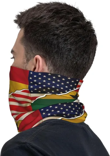 Vista 7 de Neck Gaiter Ghana Ghanaian American Flag USA Friendship Face Cover Scarf Uv Sun Protection Balaclava Head Mask for Men Women Fishing Mask Hiking