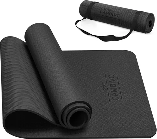 Vista 10 de CAMBIVO Tapete de yoga para mujeres, hombres y niños, 1/3, 1/4 y 2/5 pulgadas, extra grueso, antideslizante, 72 x 24 pulgadas, tapete de yoga