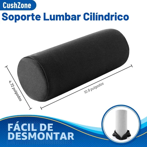Vista 2 de CushZone Almohada de soporte lumbar para rodillo, cojín trasero de espuma Negro