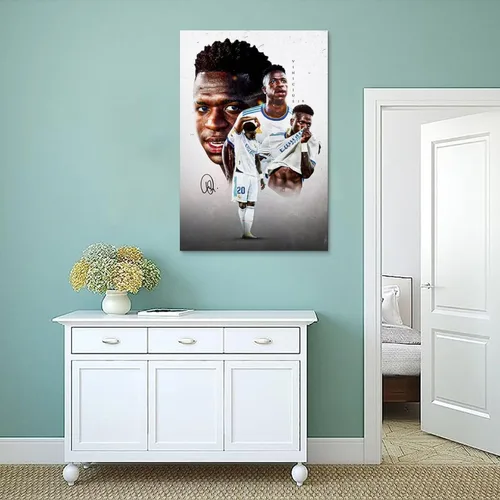Vista 4 de LOGAUT Vinicius Jr Poster Vini Jr - Póster de fútbol firmado para pared, pintura estética para decoración del hogar, (V5111), sin marco, 24 x 36
