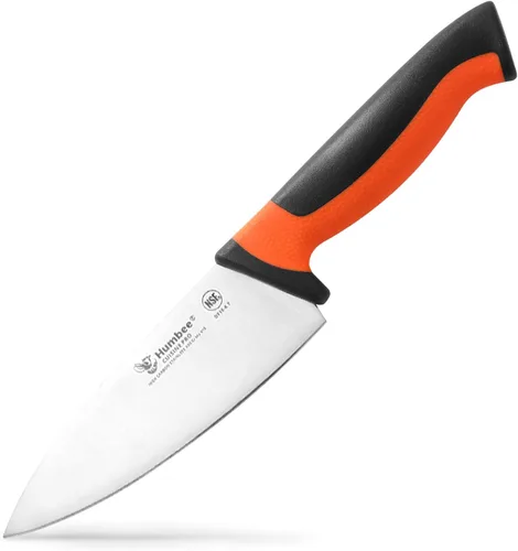 Vista 10 de Cuchillo de chef de 6 pulgadas, hoja de acero inoxidable de alto carbono certificada NSF – Mango ergonómico codificado por colores, cuchillo de Negro