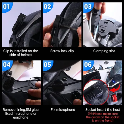 Vista 4 de BT-S3 - Auriculares Bluetooth para motocicleta, casco de motocicleta de 3,280.8 ft, intercomunicador de radio Bluetooth, interfono inalámbrico
