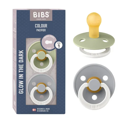 Vista 133 de BIBS - Paquete de 2 chupetes para bebés, goma natural libre de bisfenol A, hechos en Dinamarca, colección Colour, para bebés de 18+ meses, azul bebé