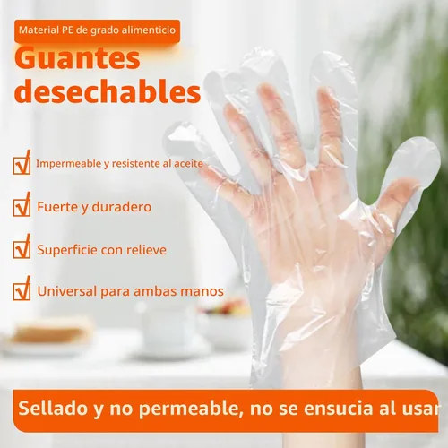 Vista 8 de Guantes desechables de plástico para manipulación de alimentos, servicio de cocina, guantes desechables para cocinar