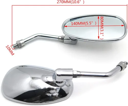 Vista 5 de HongK - Espejos de carreras de motocicleta de 0.394 in compatibles con XVS400 XVS1100/A XVS1300 XV1900 XV1700 XV1600 FZ6N FZ1N MT-01 MT-03 VMAX 1700