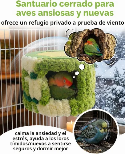 Vista 6 de Nido de pájaros para jaula con marco de soporte y almohadilla Verde