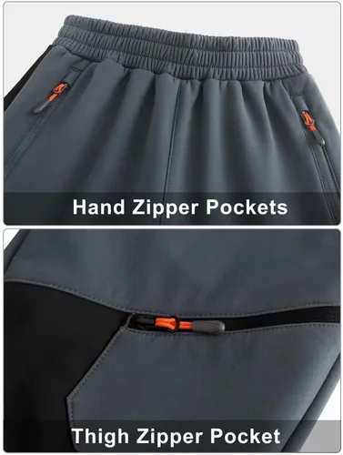 Vista 5 de Dizoboee Pantalones de nieve para niños, impermeables, con forro polar, cálidos, aislados, para invierno y exteriores, pantalones de senderismo