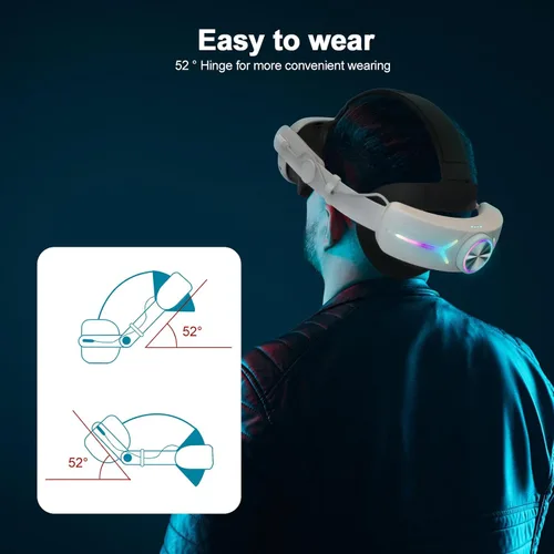 Vista 4 de Eyglo 3 correas de batería RGB Light compatibles con Meta Quest 3 con funda de agarres, repuesto para correa Oculus Quest 3 Elite con batería