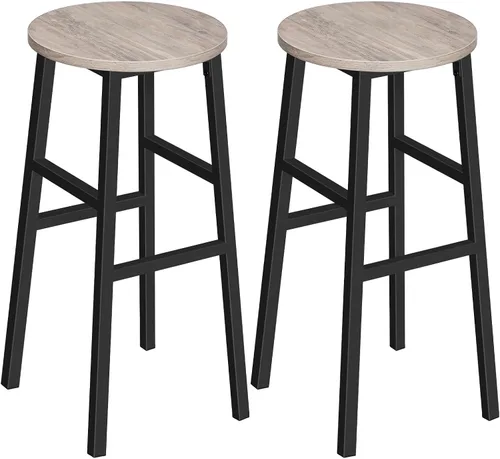Vista 16 de MAHANCRIS Taburetes de bar, juego de 2 sillas de bar redondas con reposapiés, taburetes de bar de desayuno de cocina de 24.4 pulgadas, taburetes