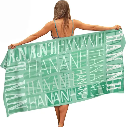 Vista 15 de Toalla de playa con nombre personalizado para adultos, niños, toalla de playa súper suave de secado rápido para niñas y niños, toalla de playa