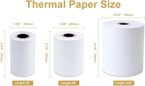 Vista 5 de OausTect Rollos de papel de tarjeta de crédito térmicos 2 1/4 x 50 rollos de papel para máquina de adición de papel para impresora POS/máquina