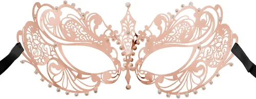 Vista 5 de Coddsmz Máscara de metal cortada con láser para mujer, máscara veneciana de Mardi Gras, máscara de Halloween 1-oro rosa