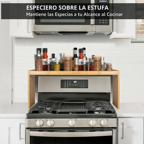 Vista 3 de Estante de especias para cocina, organizador de especias sobre la estufa