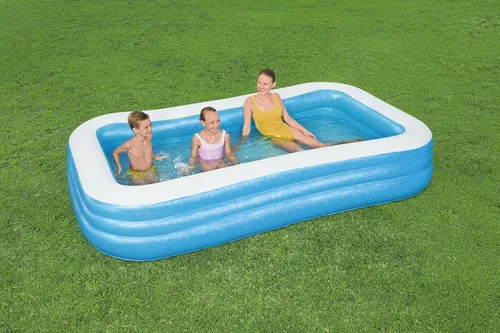 Vista 2 de H2OGO! Piscina familiar rectangular azul inflable de lujo