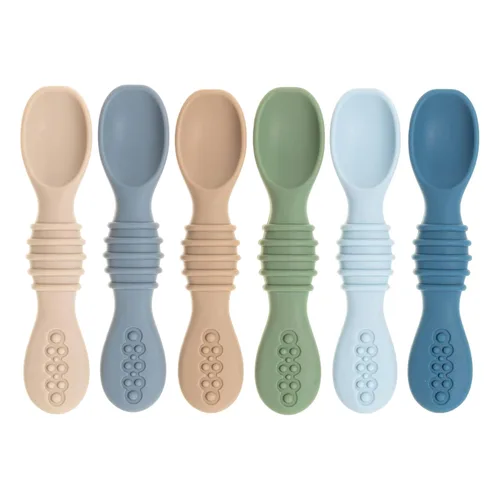 Vista 7 de Sperric Cucharas para bebés de más de 6 meses, autoalimentación, cucharas de dentición sin BPA, color azul