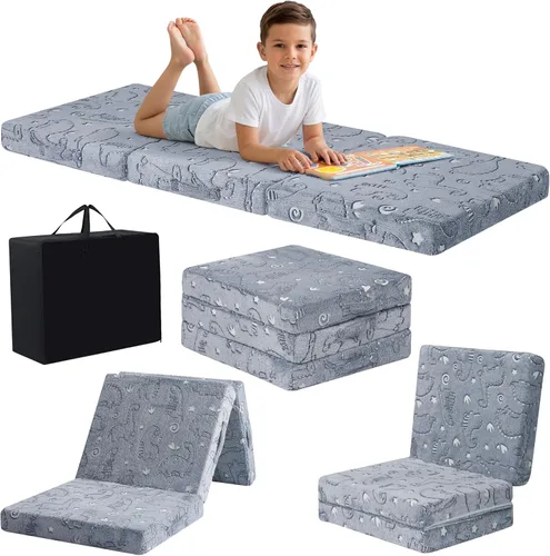 Vista 19 de MeMoreCool Colchón plegable de suelo para niños, tapete para siesta de suelo para dormir, guardería, cama plegable para niños pequeños, colchón